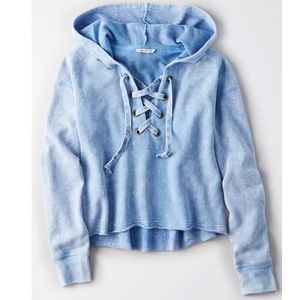 Lite blue distressed sweatshirt